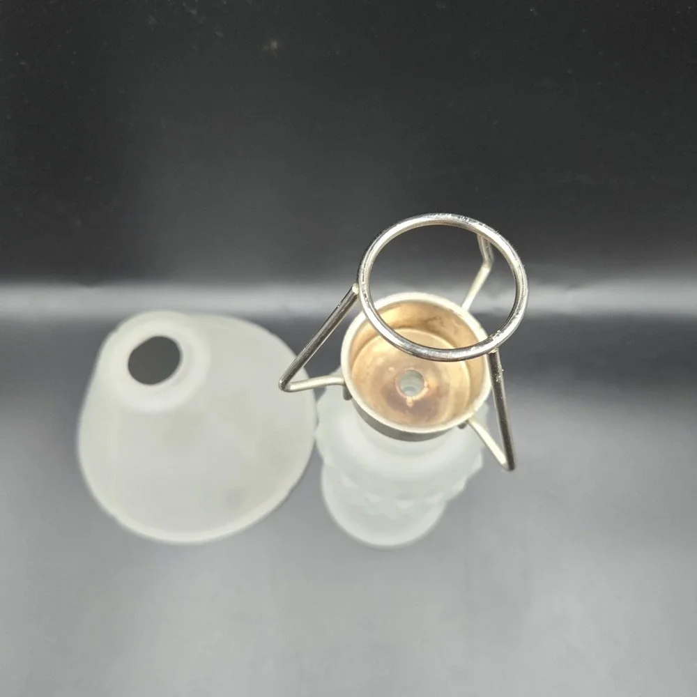 VTG Frosted Glass Fairy Lamp 2-Piece Candle Holder Tea Light 9x5 MCM Cottagecore